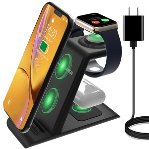 HATALKIN 3 in 1 Wireless Charging Station Compatible with Apple Products Multiple Devices Apple Watch SE 6 5 4 3 2 AirPods Pro/2 iPhone 12/11/Pro Max/X/XS/XR/8 Plus QI Fast Wireless Charger Stand Dock