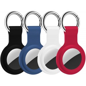 HATALKIN Case Compatible with Air Tags Case Keychain Air tag Holder Air Tag Key Ring Cases Air Tags Protective Cover Key Chain Loop Holders Silicone for Luggage Dog Cat Pet Collar 4 Pack