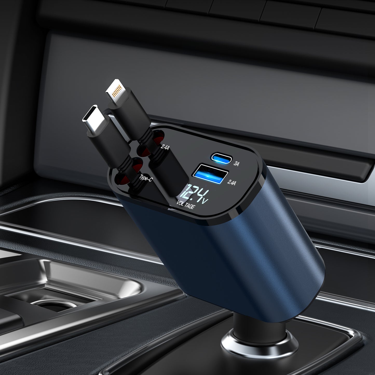 4-in-1 Retractable Car Charger
