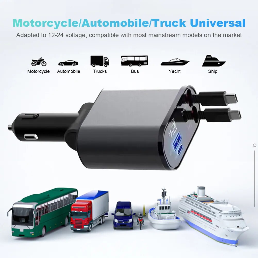 4-in-1 Retractable Car Charger
