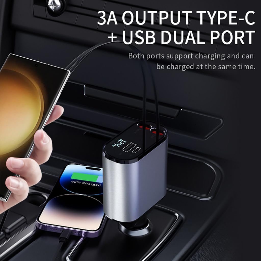 4-in-1 Retractable Car Charger