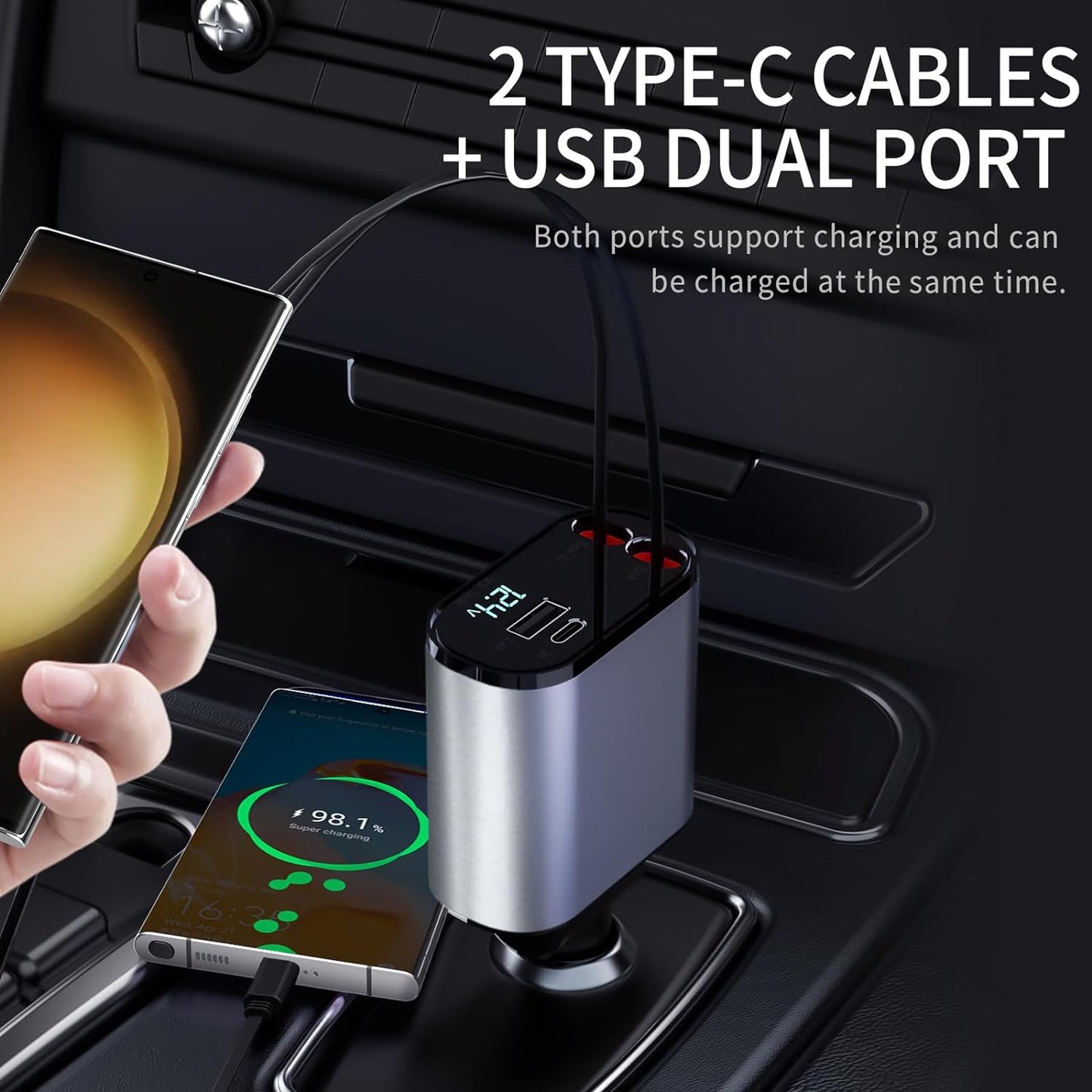 4-in-1 Retractable Car Charger
