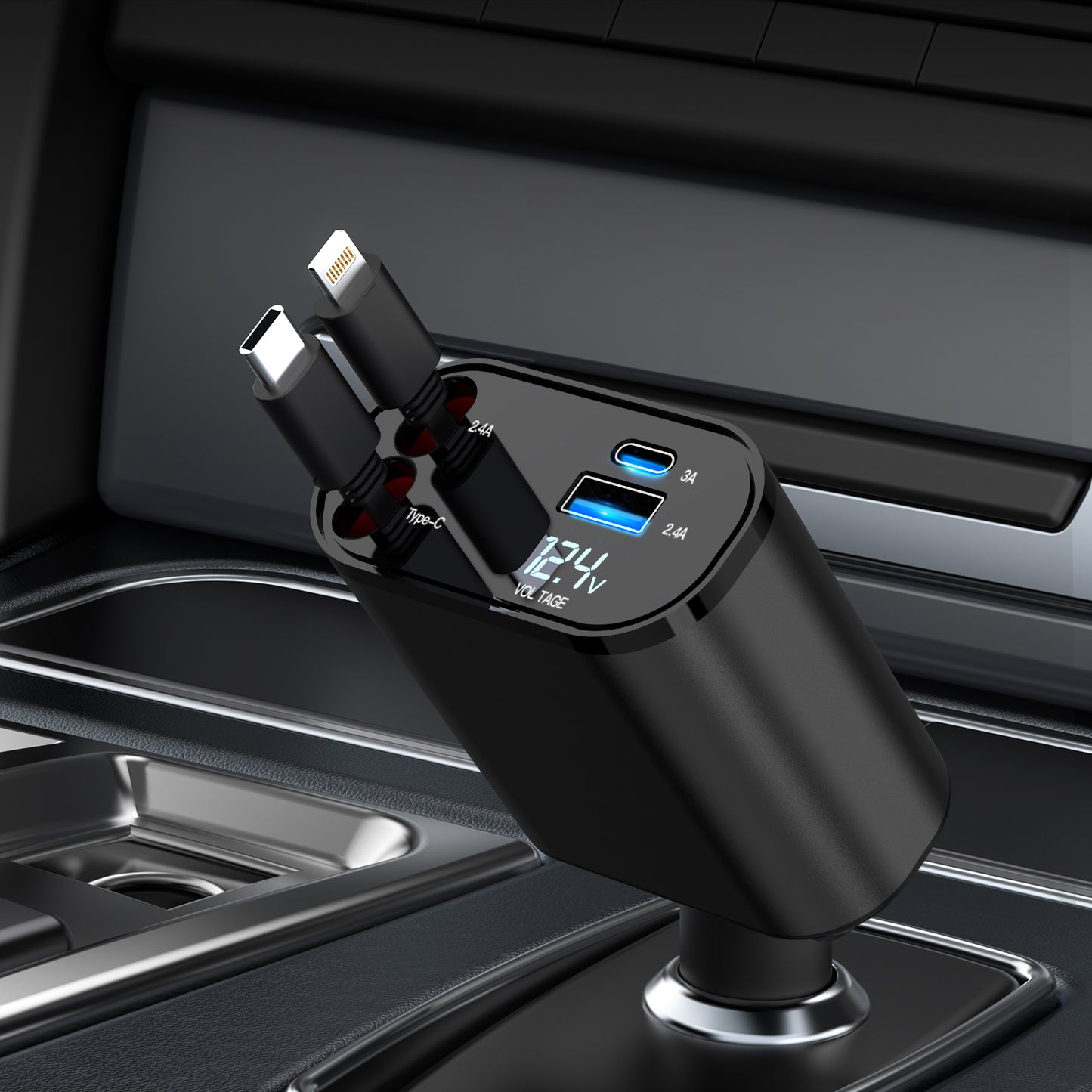4-in-1 Retractable Car Charger